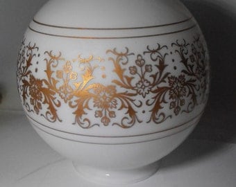 Vintage white and gold ceiling light globe, Stunning, mid century light, Hollywood regency