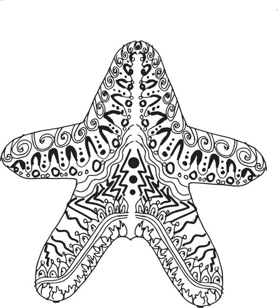 Instant Download Starfish Patterned Coloring Page fun