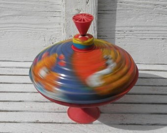 German vintage metal spinning top, bear spinning top, vintage toys, West German spinning top, retro toy, vintage spinning top, spinning top