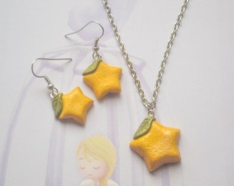 Polymer Clay Paopu Fruit necklace and earring