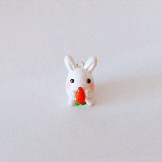 Items Similar To Cute Polymer Clay Bunny Charm On Etsy