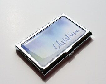 Personalized Business Card Holder, Custom Artist Business Card Case, Metal Credit Card Holder, Personalized Gift, Custom Coworker gift E04