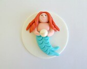 Mermaid Fondant Cake Cupcake Edible Toppers, Under the Sea Party Decor, Mermaid Birthday Topper, Baby Shower Bridal Summer Cupcake  - set 6