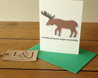 Moose - Animal Alphabet - ABC Cards - Kids Card - Moose Card - Moose Greeting Card - Alphabet Cards - Illustrated Animal - Blank Card