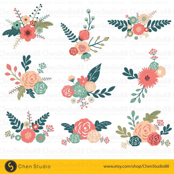 Floral illustration vector Digital Clipart Instant