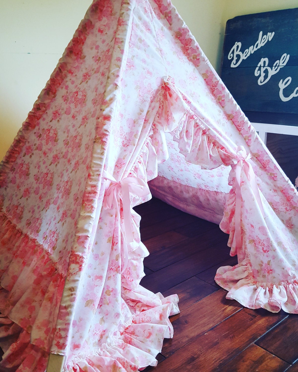 Vintage Pink Ruffle Teepee Kids Teepee Tent Girls Teepee