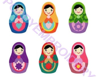 babushka doll embroidery machine designs /poupee russe pour broderie machine / instant download