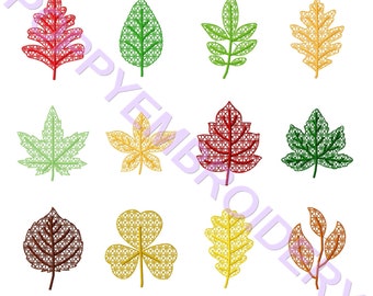 LEAVES lace Design for Embroidery machine / feuille dentelle motifs pour broderie machine / instant download