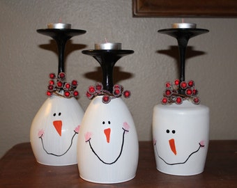 Christmas wine glass candle holders Christmas gifts Christmas snowman wine glass centerpiece Christmas decorations