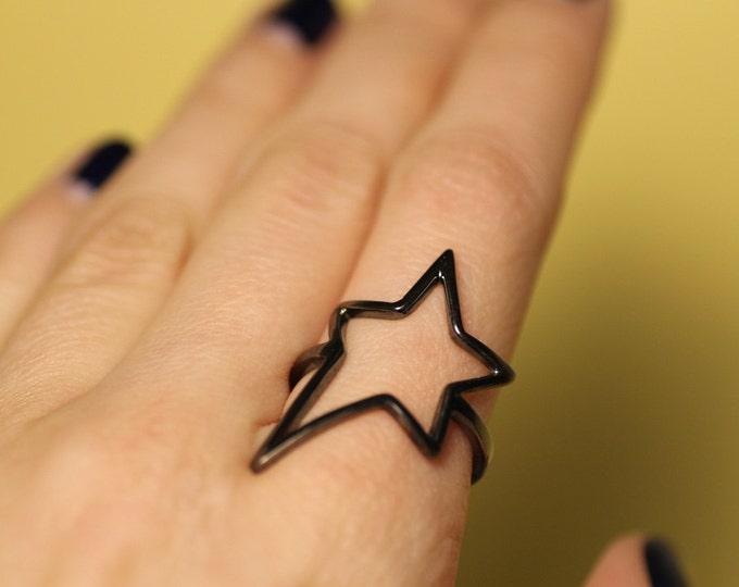 Star ring - Black gold ring - Ring with Star - Silver ring - Gold ring - Gift idea