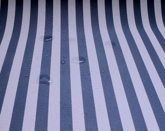 Fabric cotton acryl block stripes blue white cagoule coated table cloth