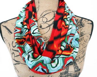 Snood Infinity Scarf Vintage Fait Main - Bleu Viscose - Femme