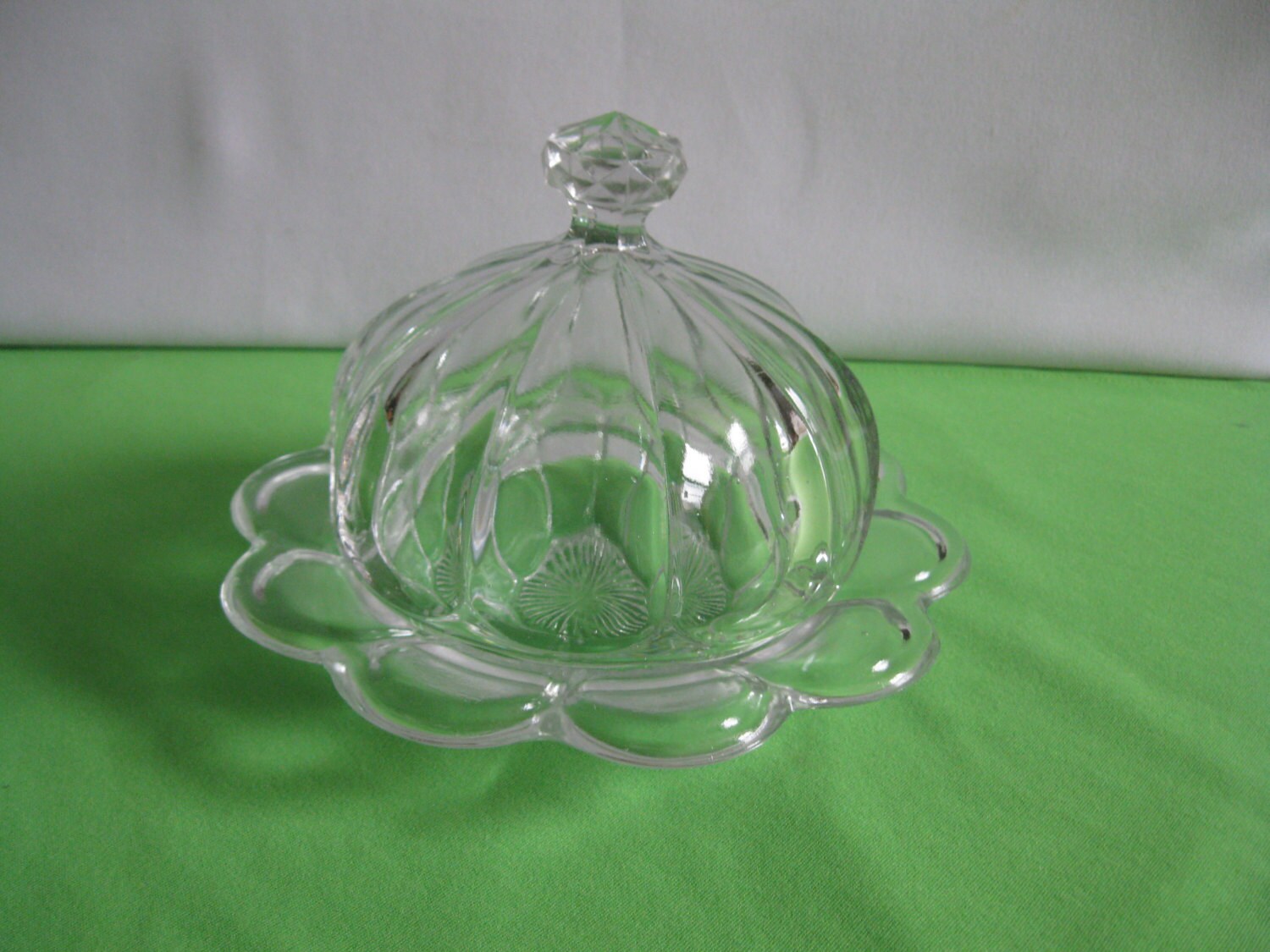 Bryce Higbee Glass Colonial Crystal Cheese or Butter Dish with