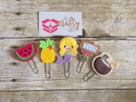 Sweet Summertime Paper Planner Clips set of 5