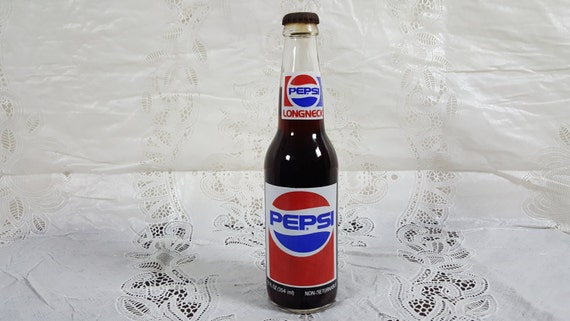 Vintage Pepsi Longneck 12 Ounce Glass Bottle Full