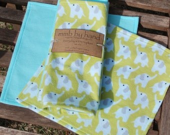 Organic Elephants Everyday KIDS Cloth Napkins - Set of 6 Handmade