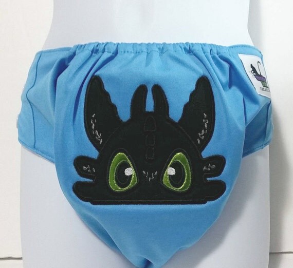 Embroidered Cloth Diaper Black Dragon Cloth by MonkaDunkCreations