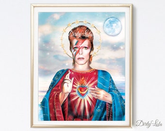 Bowie - Saint Starman Painting - Art Print - Illustration - Portrait - Starman