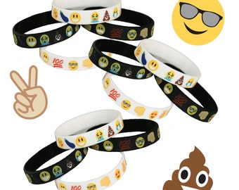 10 Count - Emoji Wristband Party Favor Bracelets - Supplies Decorations Invitations Goodie Goody loot bags Icons svg shirt valentine clipart