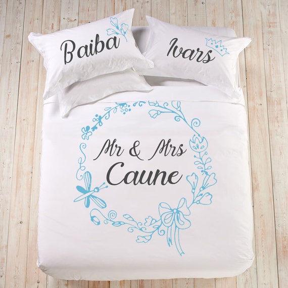 Handpainted Personalized bedding set king queen wife