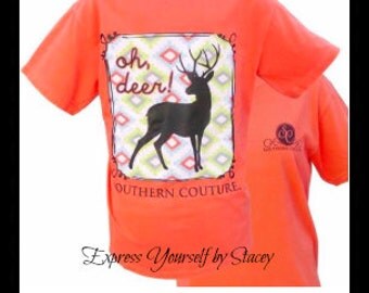 Southern Couture, Like Simply Southern, Oh Deer, Fall 2016, Comfort Colors, Comfort Collection, Bright Salmon, Long Sleeve, Short Sleeve