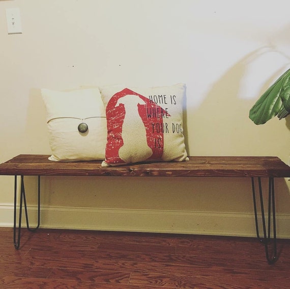 Items similar to Midcentury modern bench with hairpin legs. on Etsy