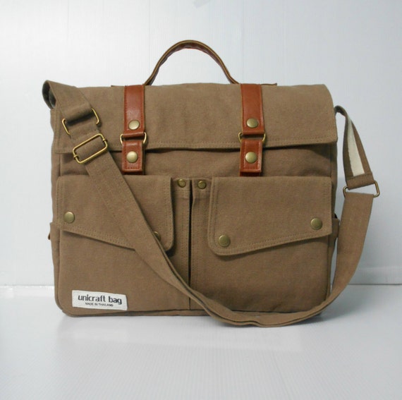 Brown Messenger Bag/Shoulder bag/School Bag/Travel by unicraftbag