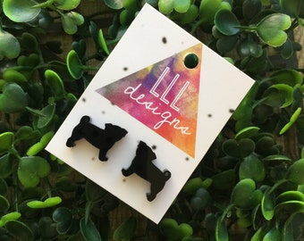 Tiny Pug Dog Studs/Earrings. Puppy love. Perfectly pug. I love Pugs. Pug Mum. Life's too short to wear boring Jewellery.
