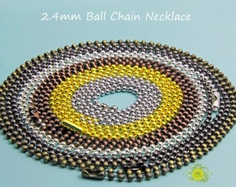 Ball Chain Necklaces-Pendant necklace-24 inch Ball Chain -11 Color Choices-Connectors Included 10pcs/lot