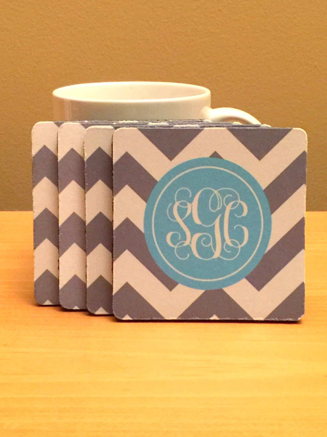 FOUR Personalized Coaster Set Personalized Coasters