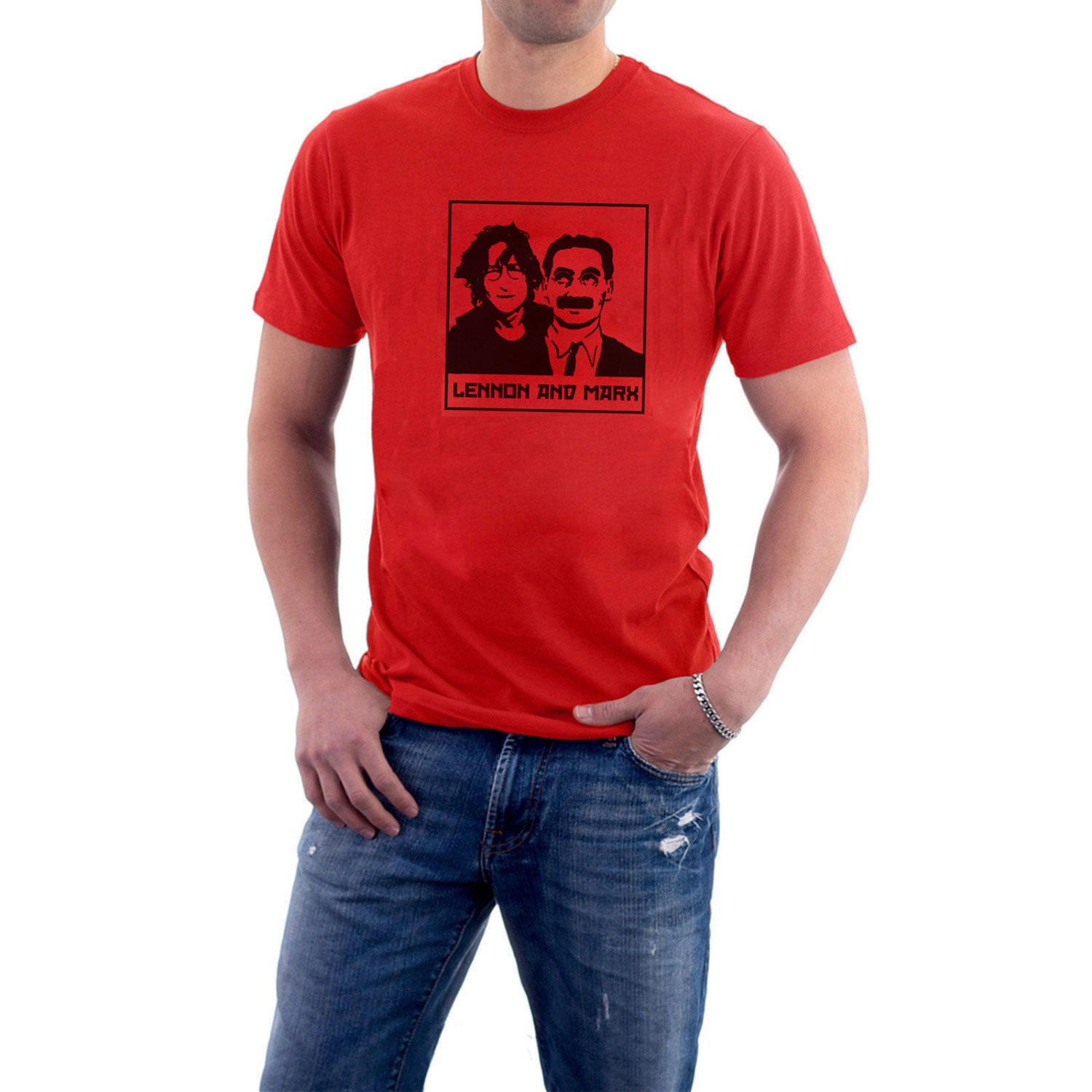 Lennon and Marx T-shirt. Music Movies. John & Groucho Marx