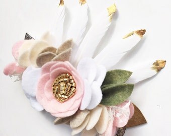 Wild One Birthday Crown - Felt Flower Crown - Baby Flower Crown - Feather Crown - Toddler Floral Crown - Baby Headband - Mommy and Me Outfit