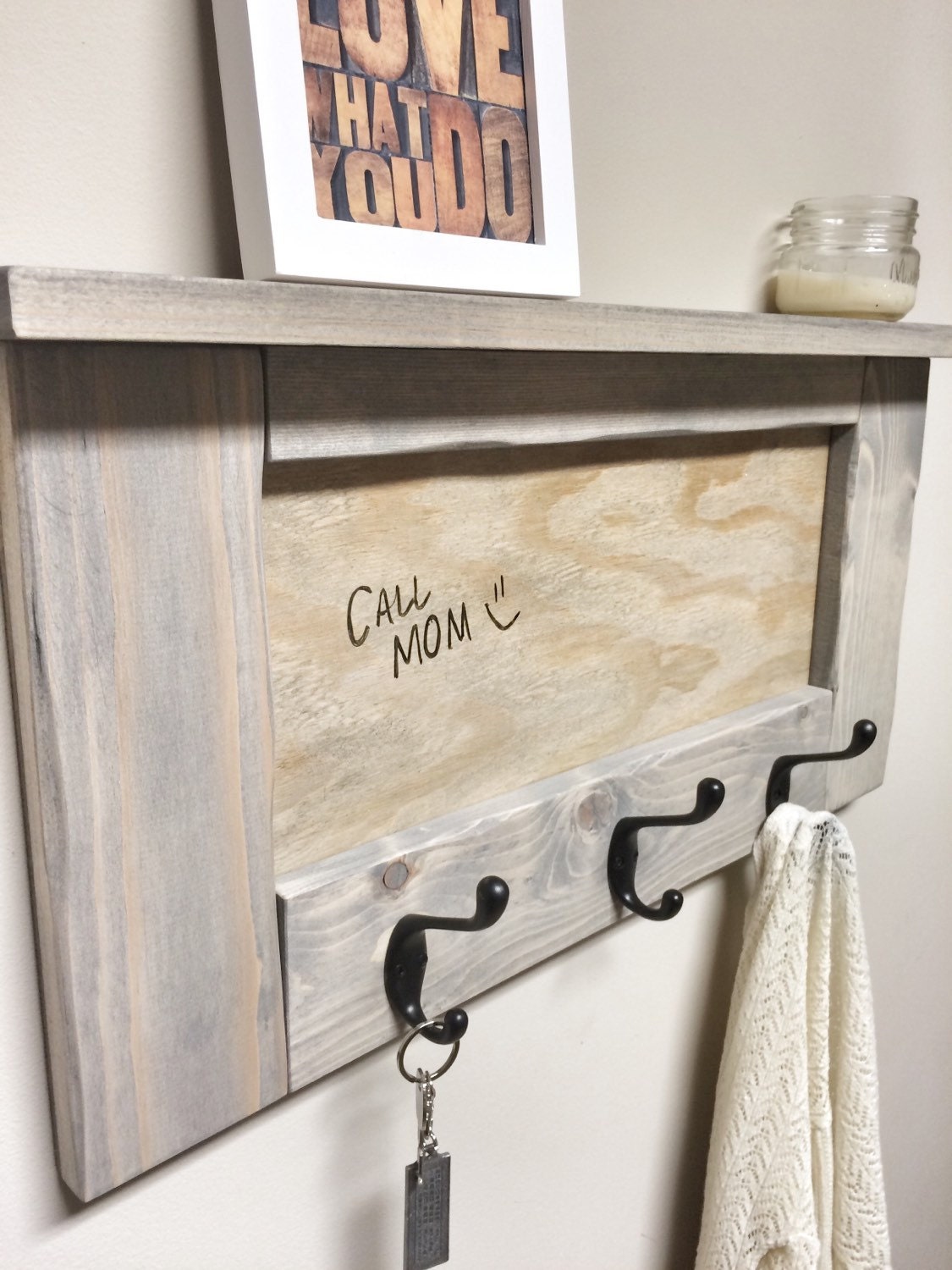 Rustic Wooden Entryway Grey Coat Rack Rustic Wooden Shelf