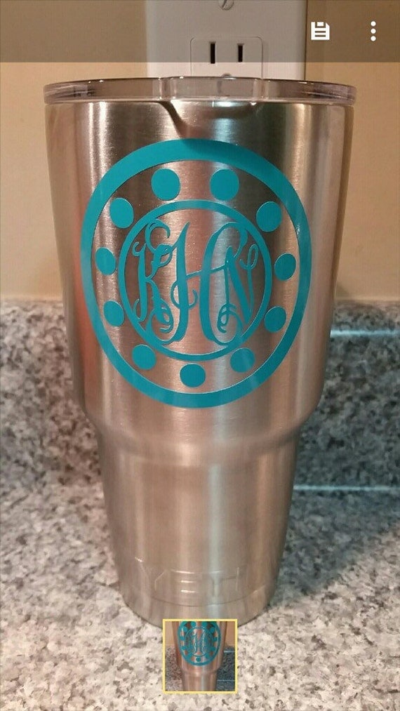 Monogram Initials For Yeti Cup Vinyl Decal by StiksAlot on Etsy