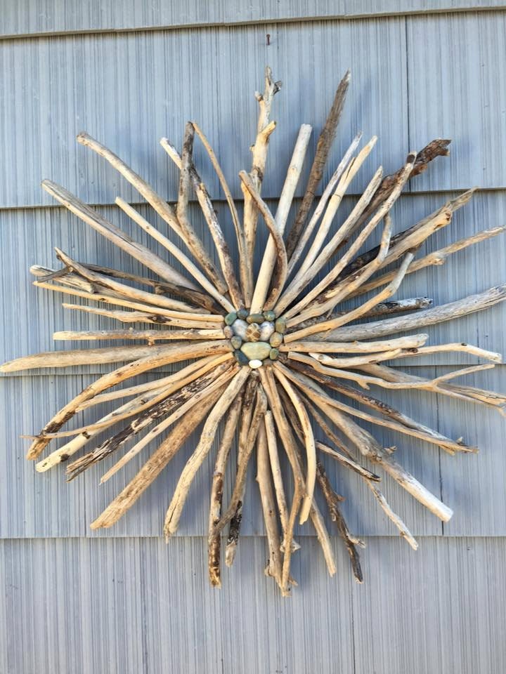 Driftwood Sunburst Wreath Wall Hanging Beach Decor Home Decor