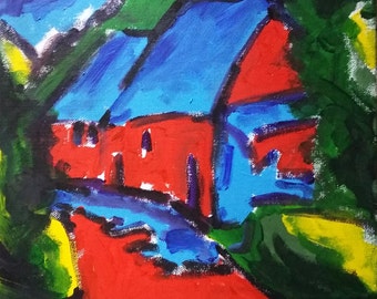Original Acrylic Landscape Painting, Original Art, Original Art Landscape Painting, Expressionist painting, Impressionist Painting 12"x10"