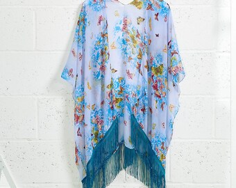 Printed Chiffon Beach Kimono Cover Up