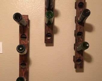 Riddling Wine Rack Rustic Wood 5 Bottles
