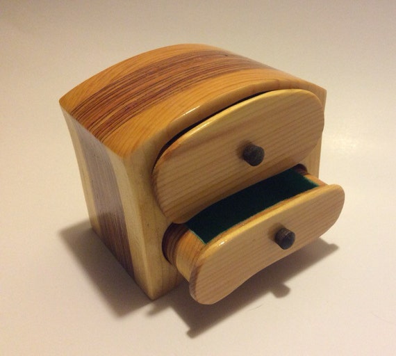 Pine Band Saw Box Jewelry Box Treasure Box Two drawer