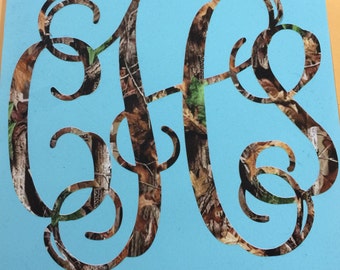 Camouflage monogram Car stickers monogram initials script vinyl letters personalized monogrammed car decal font choices