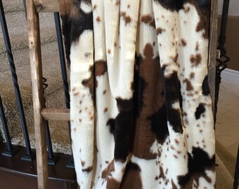 Baby Boy Blanket Pony Cowhide Cowboy Minky Baby Blanket Minky Baby Blanket Western Baby Blanket Country Baby Crib Blanket