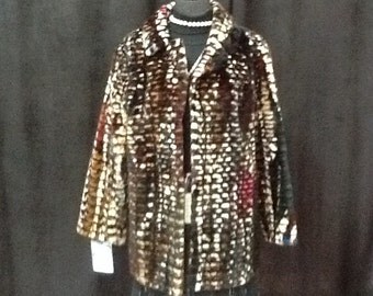 Multicolored sheared beaver jacket