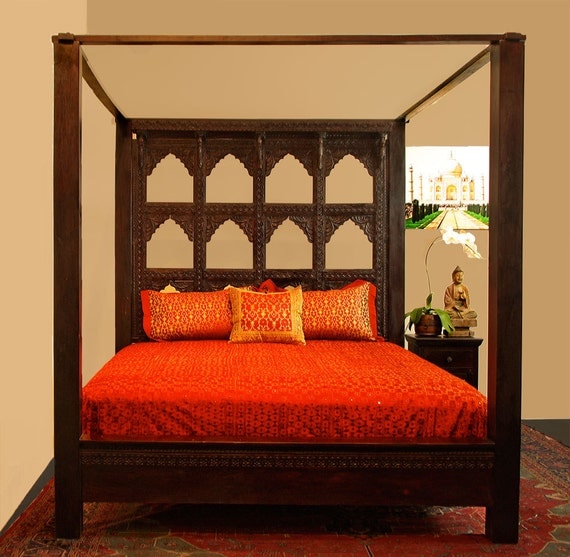 Queen size indian Canopy Bed Bed bedroom Multi by TaraDesignLA
