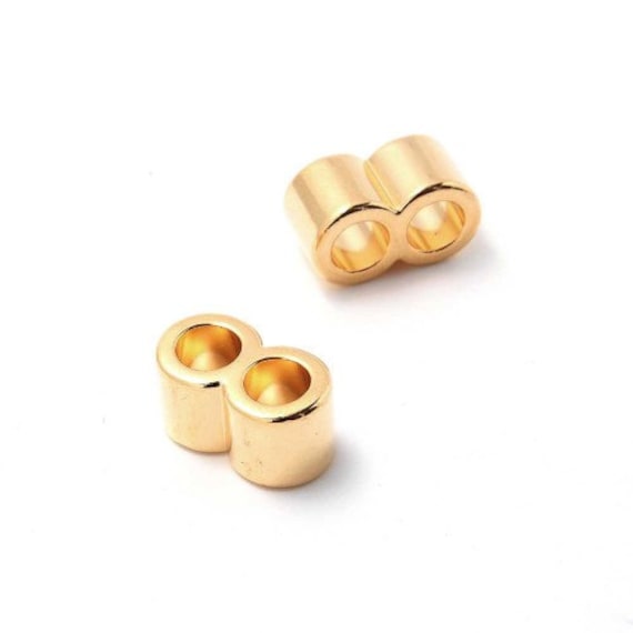 50pcs Double 24k Gold Plated Tube Beads hole by ABALORIUMSUPPLIES