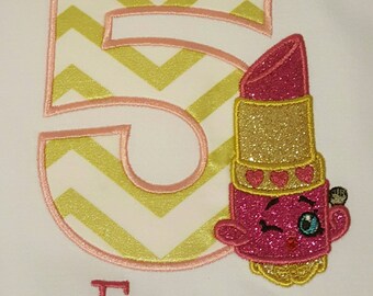 Shopkins Lippy Lips Birthday Shirt, Shopkins shirt, shopkins birthday shirt, custom birthday shirt
