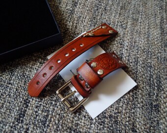 Leather Watch strap Kaseta Rage "Brown" silver rivets