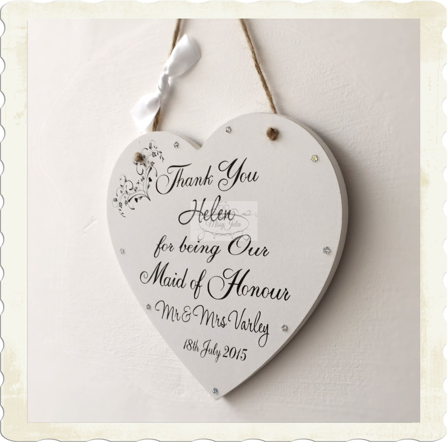 Personalised Bridesmaid Maid of Honour Wedding by MissyJuliaLtd