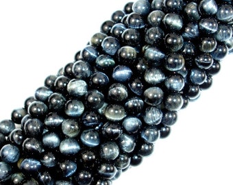 Blue Tiger Eye, 6mm Round Beads, 15.5 Inch, Full strand, Approx 66 beads, Hole 1 mm, A quality (165054010)