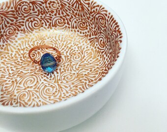 Hand Painted Jewelry Dish In Copper