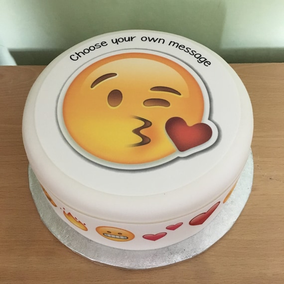 Kiss Face Emoji Personalized Cake Topper